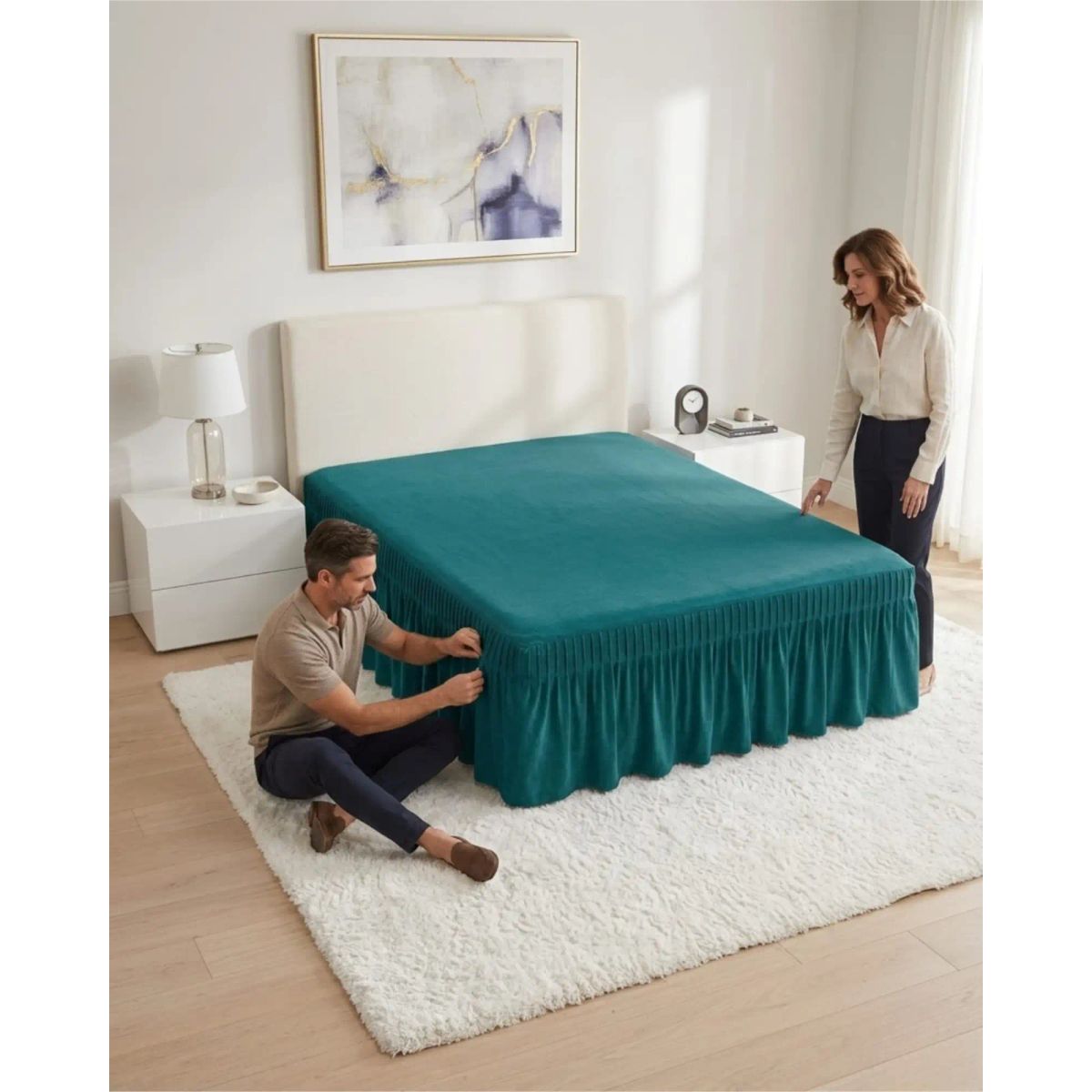 GENERICO - Faldón Para Cama De 2 Plazas Ajustable Premium