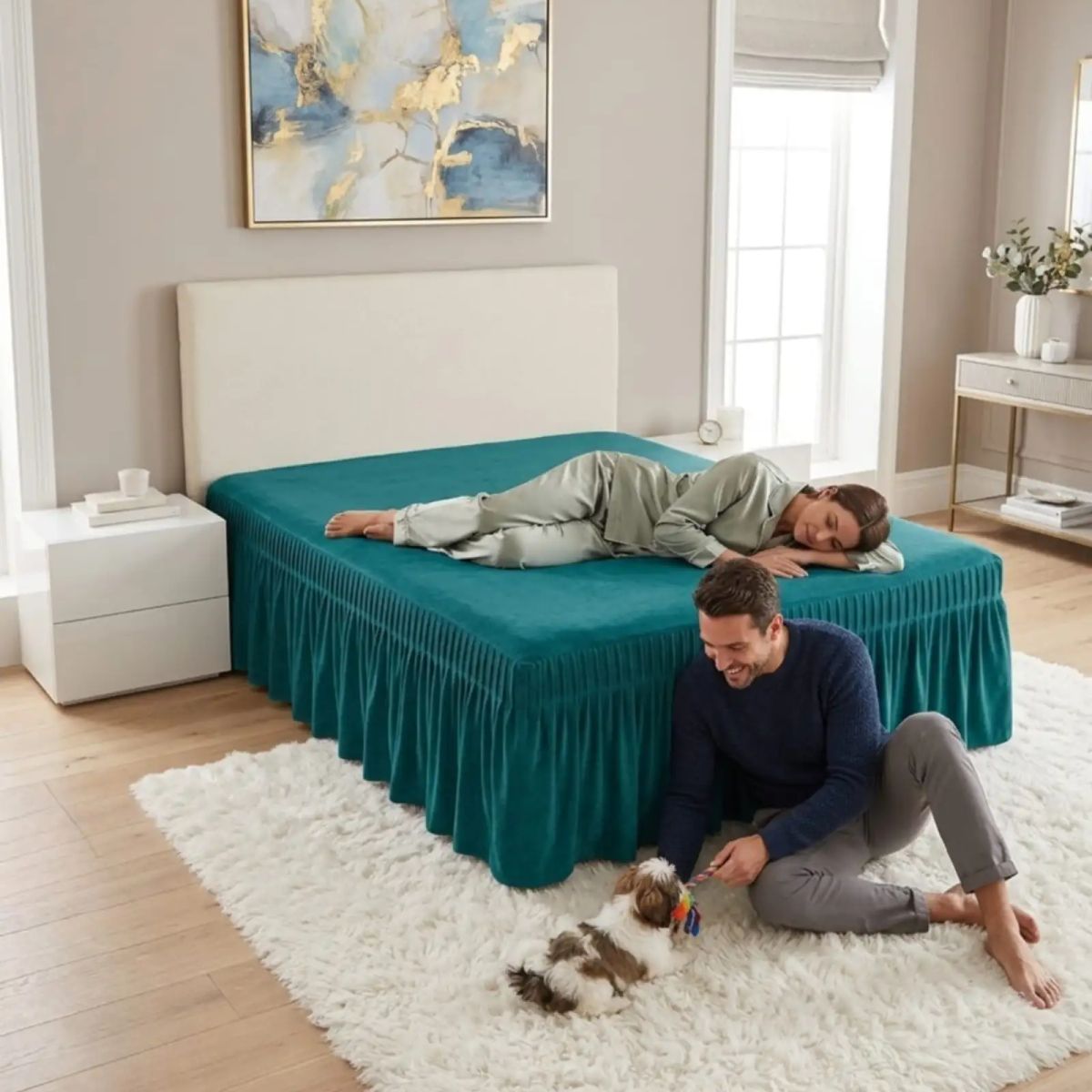GENERICO - Faldón Para Cama De 2 Plazas Ajustable Premium