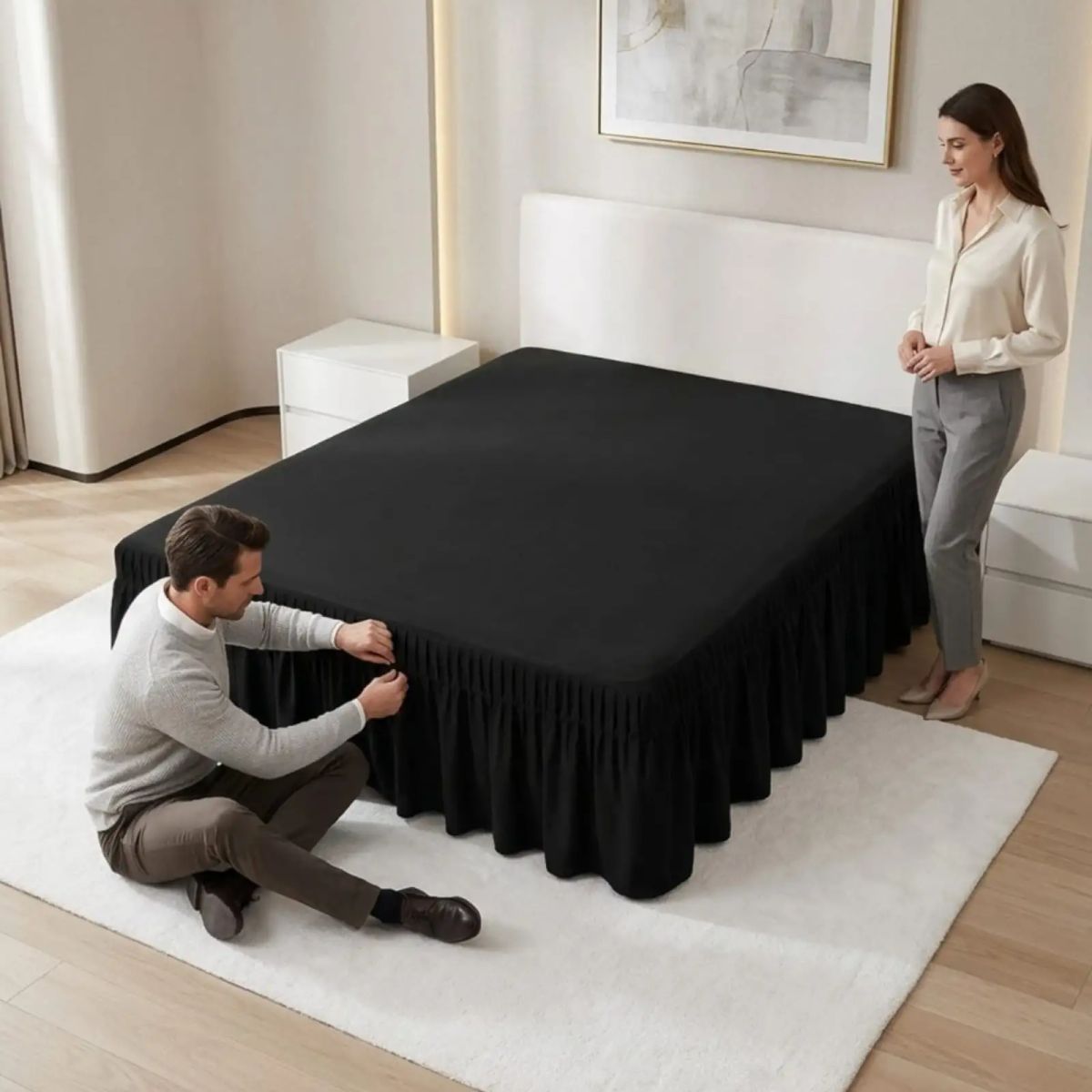 GENERICO - Faldón Para Cama De 2 Plazas Ajustable Premium