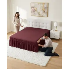 GENERICO - Faldón De Cama King Cubre Base Con Pliegues