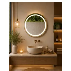 GENERICO - Espejo LED Redondo Golden 60 cm