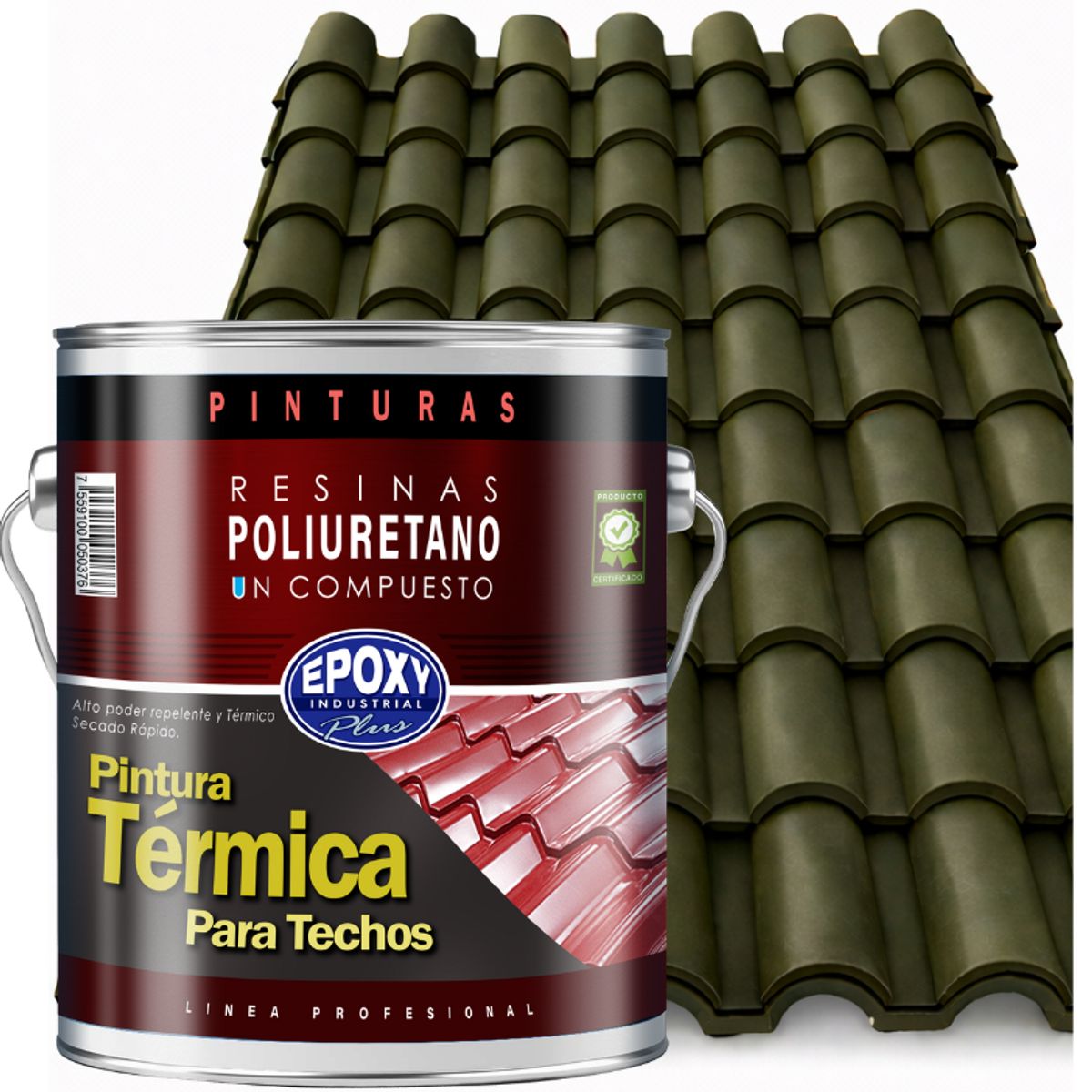 EPOXY - PINTURA TERMNICA TECHOS EVITA CONDENSACIÓN - AISLANTE Y ANTI CALOR - GALON - VERDE PINO