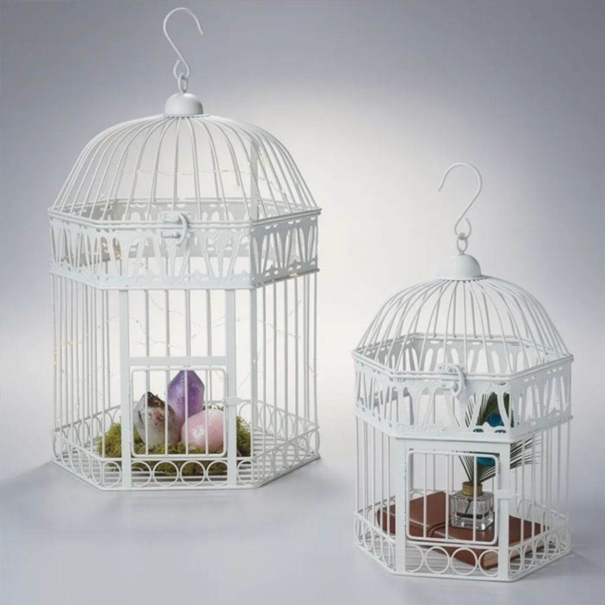 BRIC - Jaulas Metálicas Decorativas Set De 2 Blancas