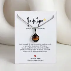 GENERICO - Cadena hombre gota con piedra natural Ojo de tigre