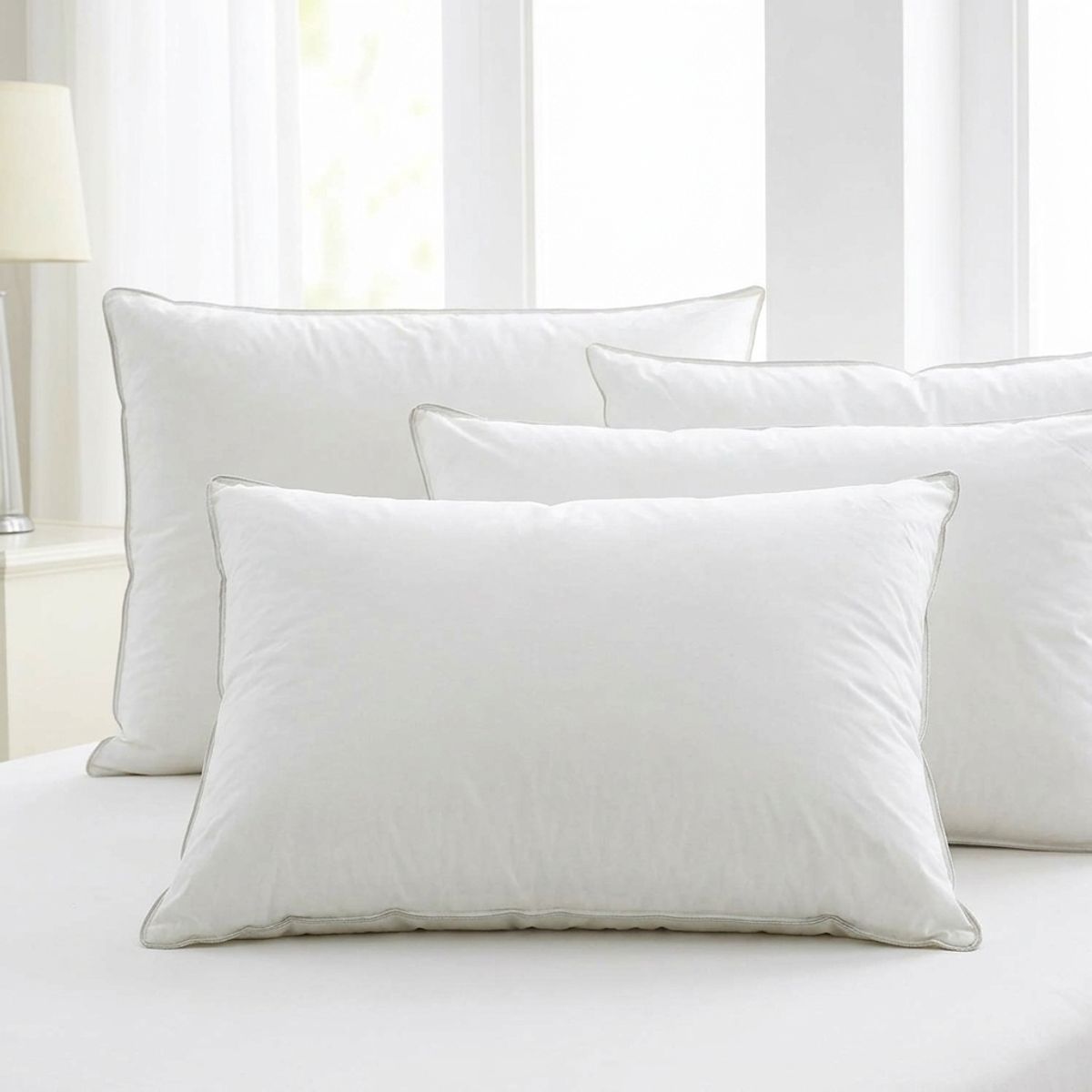 GENERICO - Pack de 4 Almohadas Blancas Normal + 4 Fundas 50x70 cm