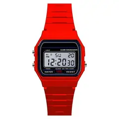 GENERICO - Reloj Digital Cuadrado LED Deportivo Unisex Correa Silicona Negro