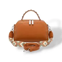 GENERICO - Cartera Bandolera Negra Tachas Strap Doble Ajustable
