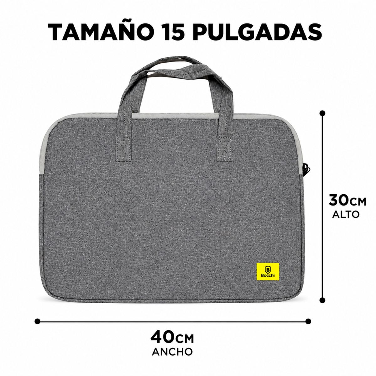 BOCCINI - Funda Acolchada Para Notebook & Laptop Maletin Con Asas 15 Pulgadas Gris