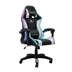 OEM - Silla Gamer Con Luz Neon Rgb Reclinable Color Negro Y Blanco