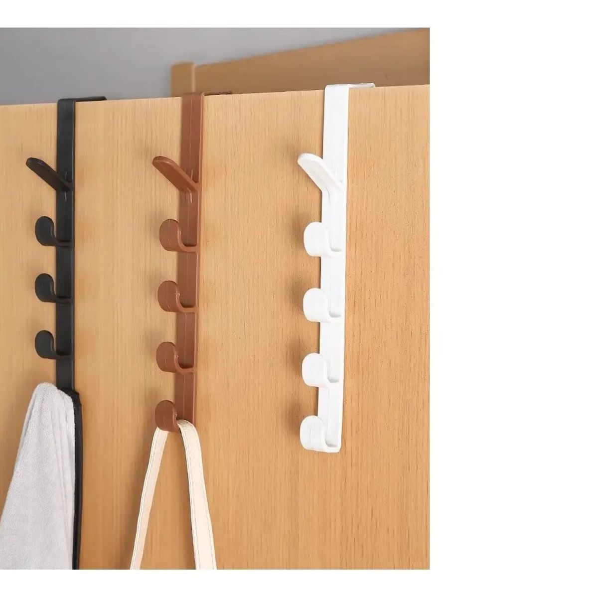 GENERICO - Gancho, Colgador, Soporte Organizador Para Puerta 5 Unidades espesor 4 cms Negro