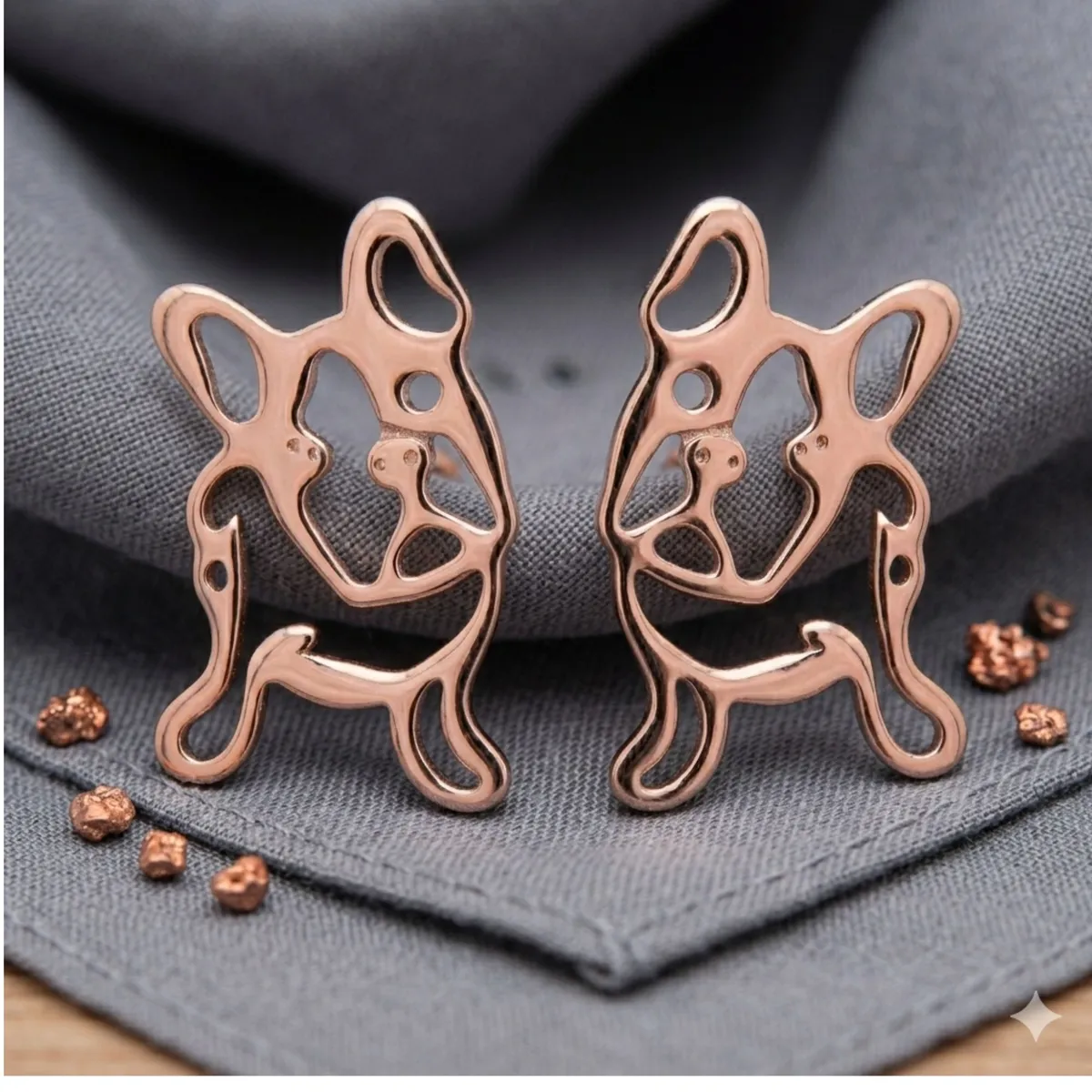 GENERICO - Aros pendientes de fantasia  bulldog frances pink