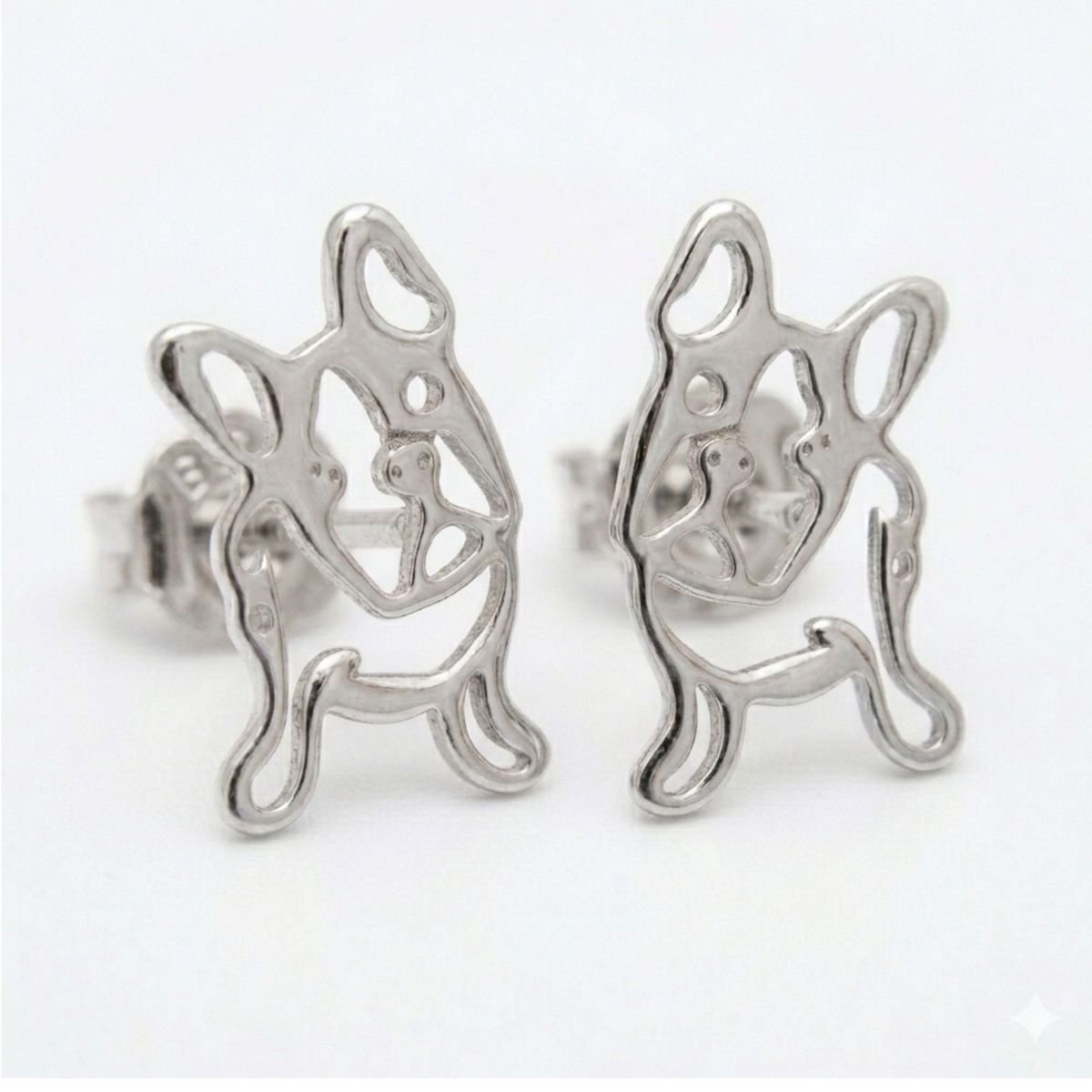 GENERICO - Aros pendientes de fantasia  bulldog frances silver