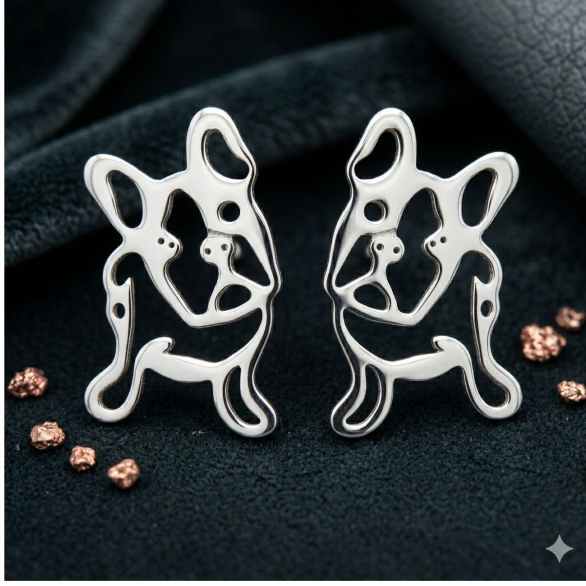 GENERICO - Aros pendientes de fantasia  bulldog frances silver