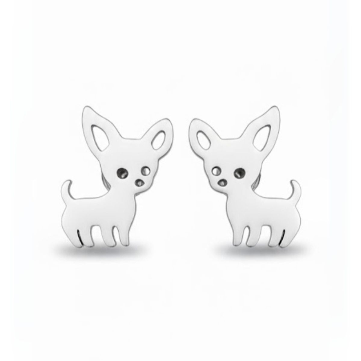 GENERICO - Aros pendientes de fantasia chihuahua silver
