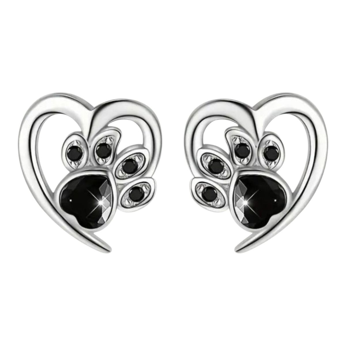GENERICO - Aros pendientes  corazon circon de fantasia black