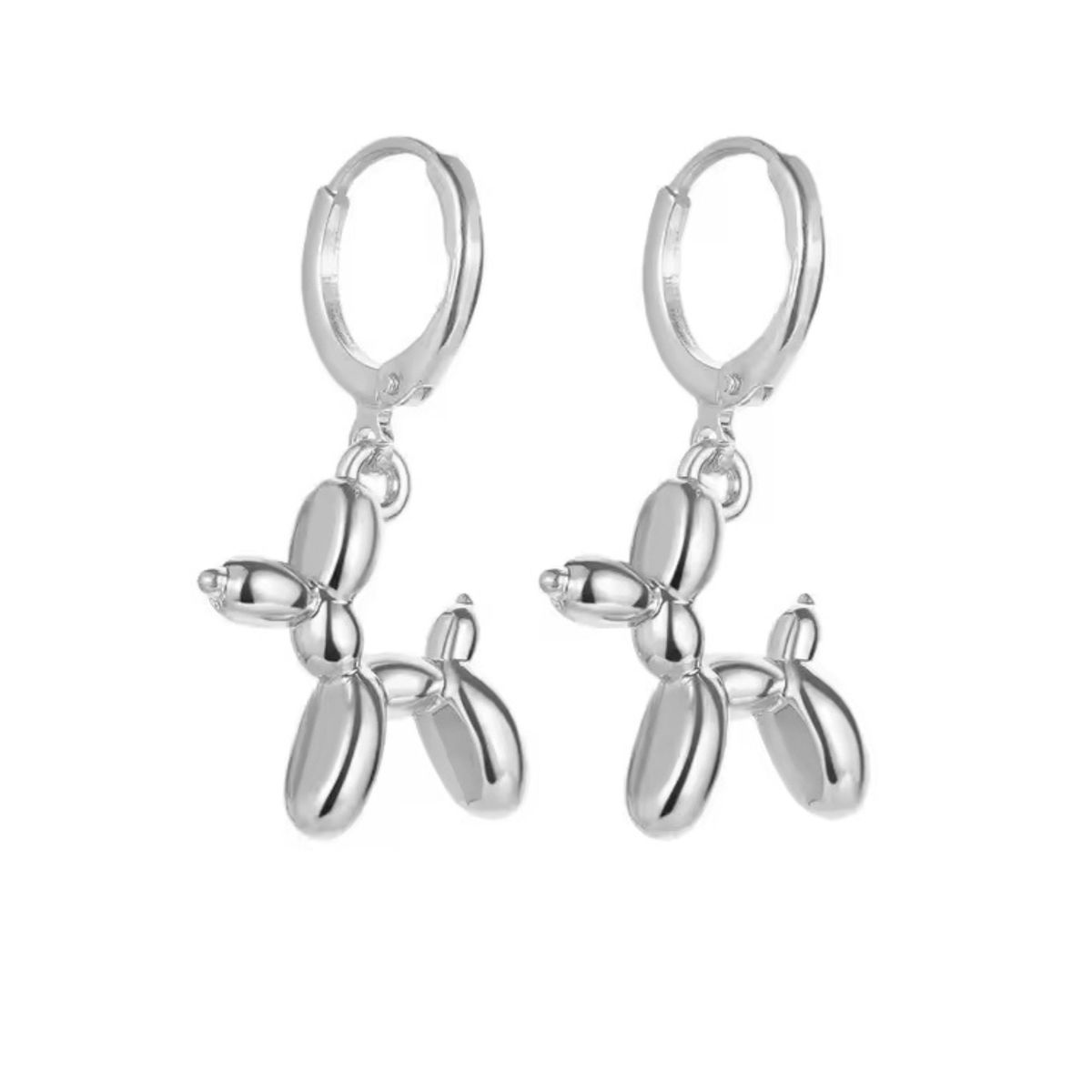 GENERICO - Aros pendientes fantasia perrito globo silver