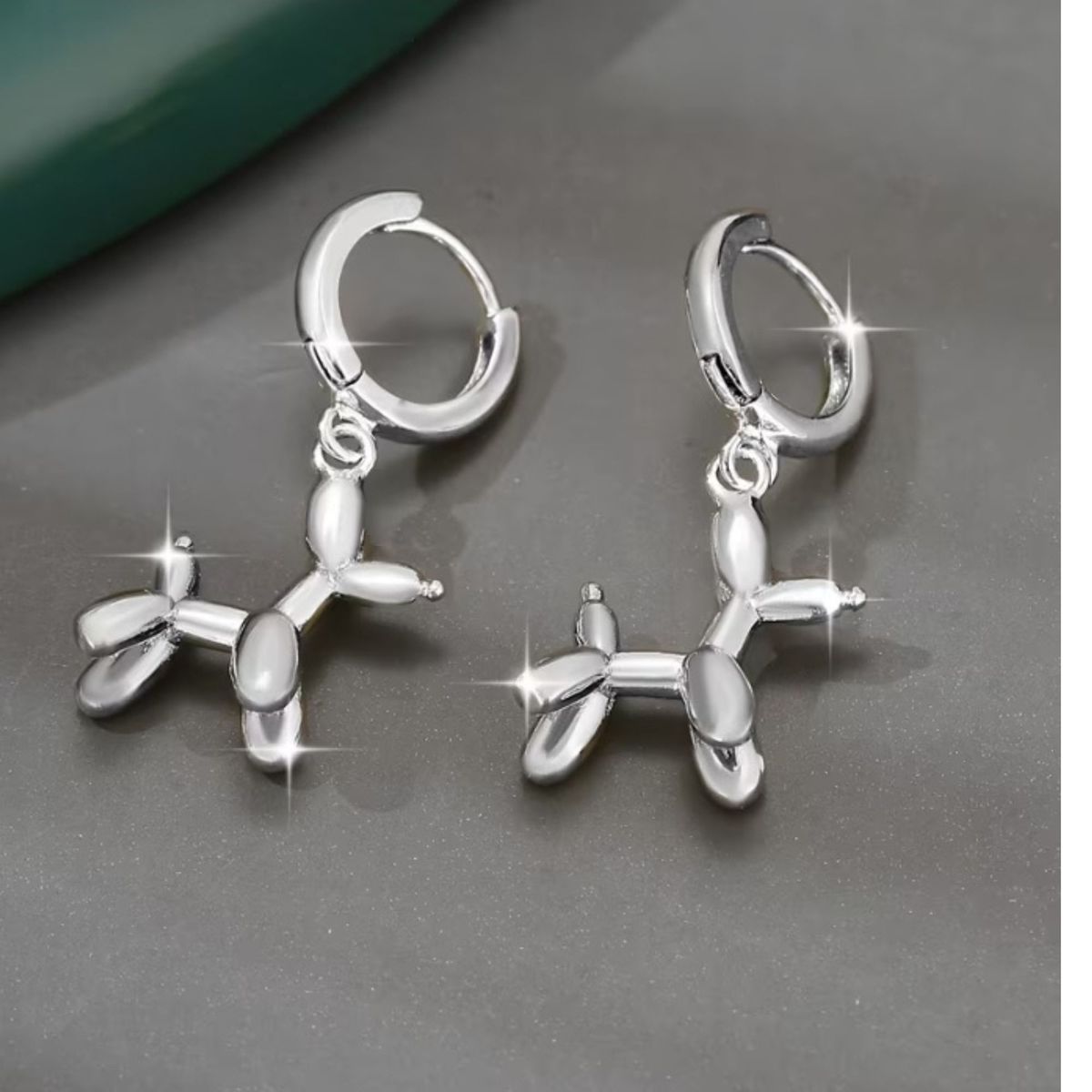 GENERICO - Aros pendientes fantasia perrito globo silver