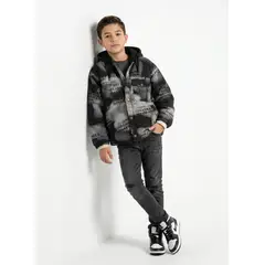 KIBOU - Chaqueta Niño Urbana Con Gorro Casaca Abrigo Invierno