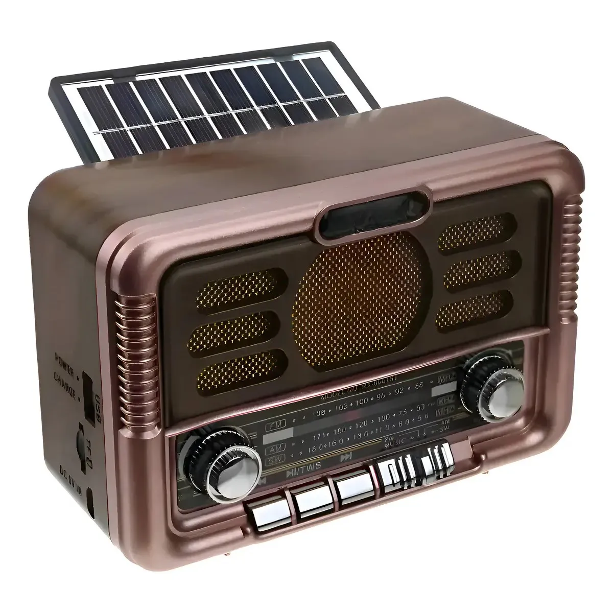GENERICO - Radio Solar Con Batería Incorporada Bluetooth Mp3 Marron BELUG