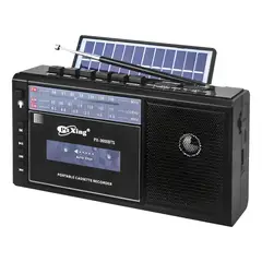 GENERICO - Radio Solar Cassette Bluetooth Vintage Amfm Sd Recargable Color Negro BELUG