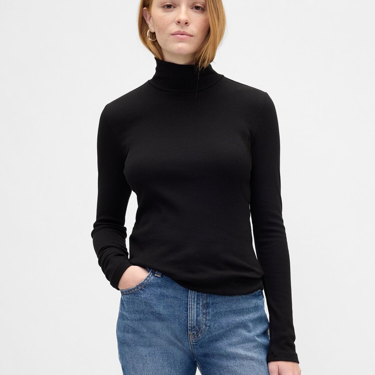 GAP - Polera Mujer Gap Manga Larga Tneck Negro