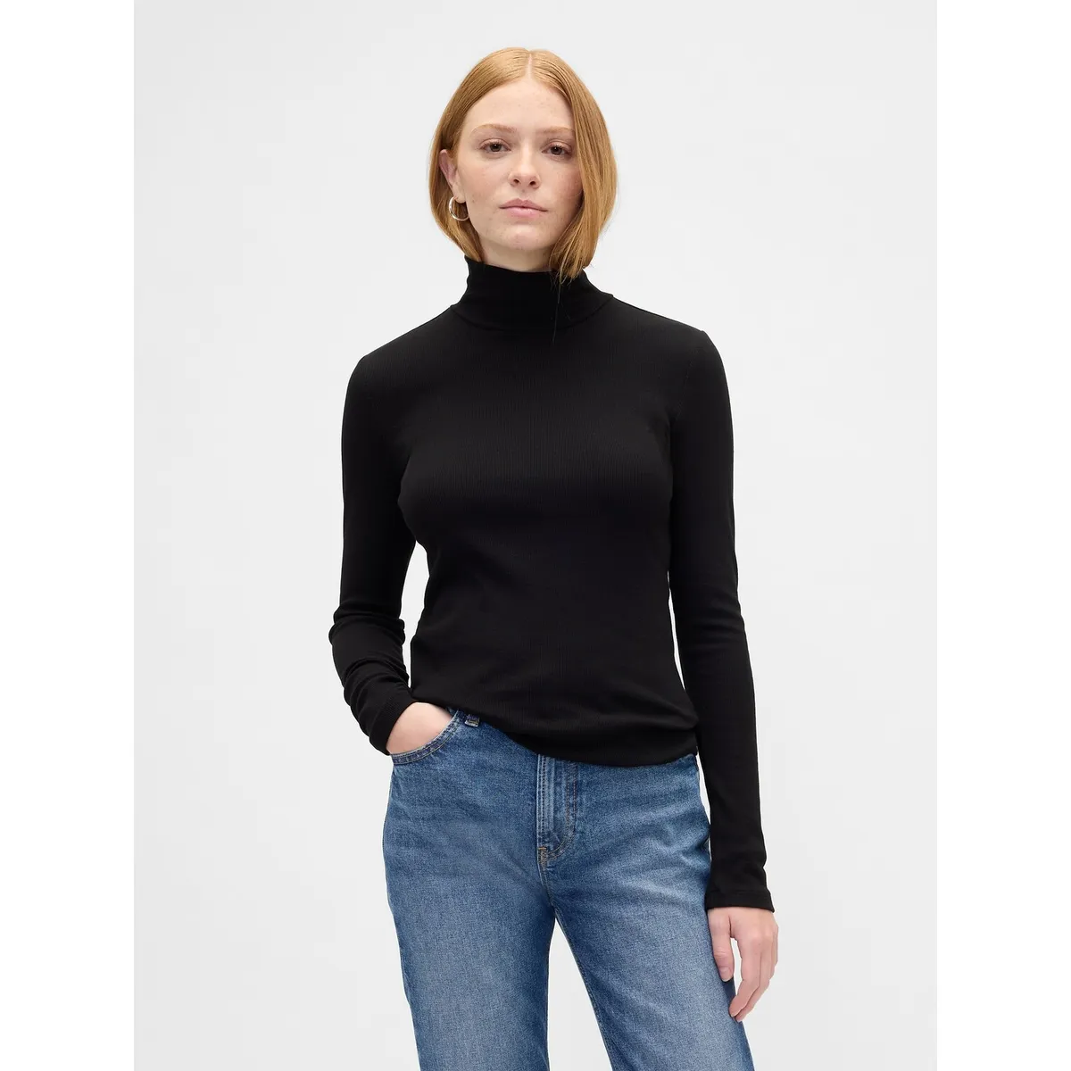 GAP - Polera Mujer Gap Manga Larga Tneck Negro