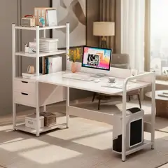 GENERICO - Escritorio H Con Organizador 2 Cajones 100cm Chic Home