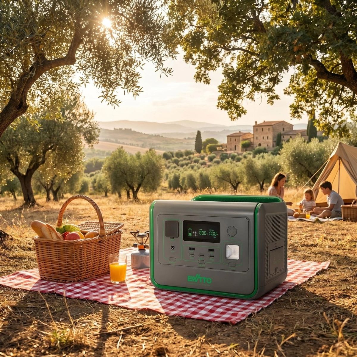 EWTTO - EWTTO EP800 Generador Solar Portátil 800W 512Wh - LiFePO4, Carga Rápida 1.5H, UPS, LED, USB-C 100W, 8 Puertos