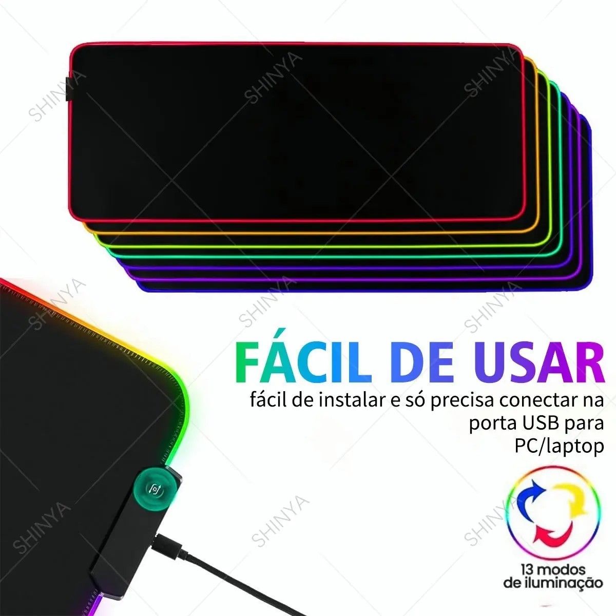GENERICO - Mousepad 90 X 40 Gamer Rgb Led BELUG