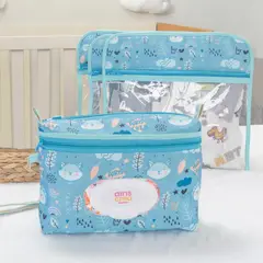ELAB PROPIA - Kit Maternal Organizacion, Pañalera Bebe + 4 Estuche Ropa- Azul