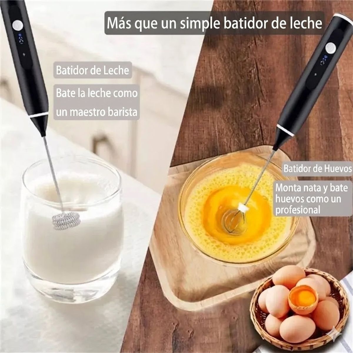 MOVI - PACK DE 2 BATIDOR DE CAFE ELÉCTRICOS RECARGABLES USB DUAL CON CABEZALES INTERCAMBIABLES