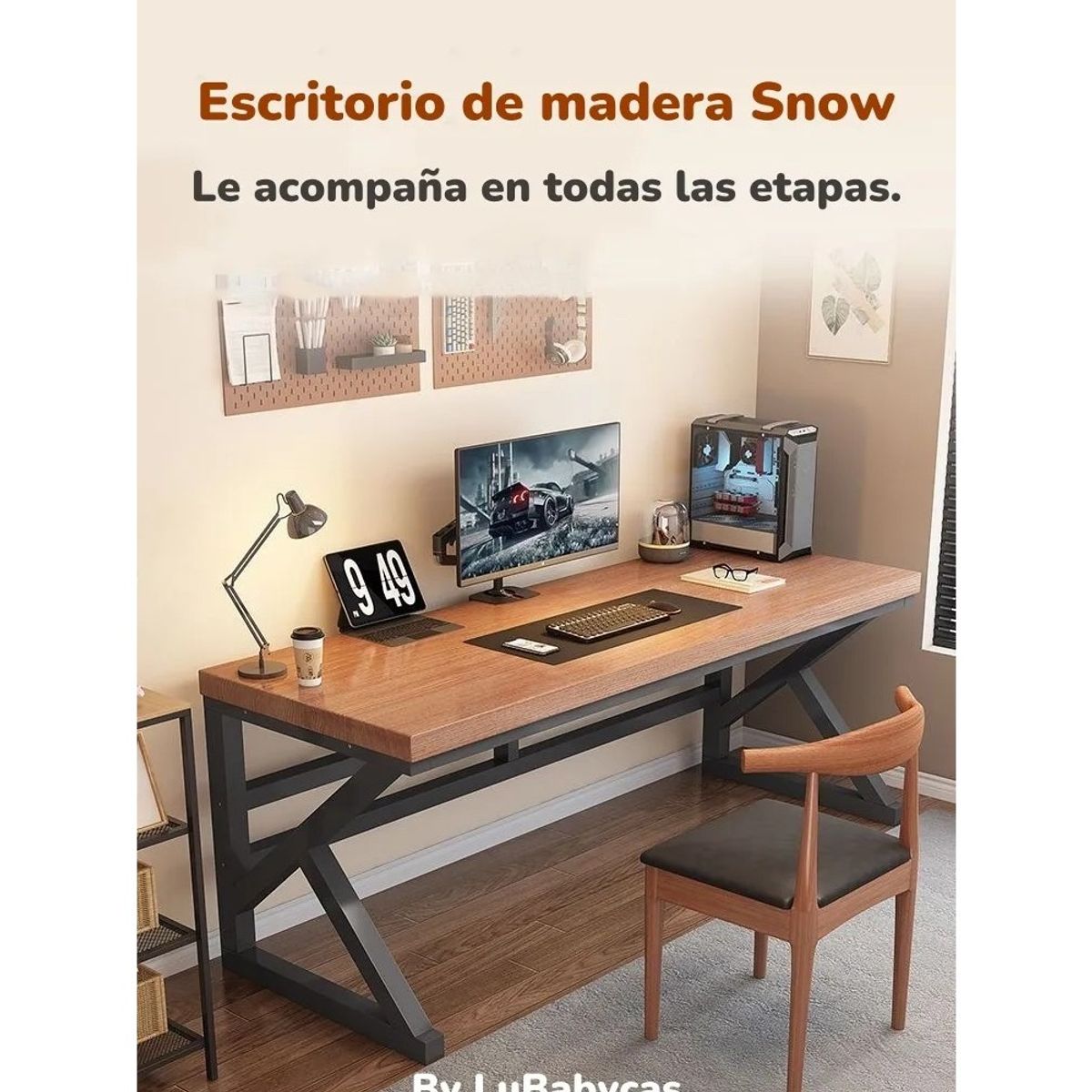 GENERICO - Escritorio De Madera Diseño K Snow 140cm Lubabycas