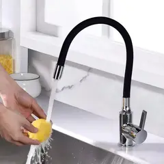 GENERICO - Llave Lavaplatos Monomando Cuello Flexible Negro