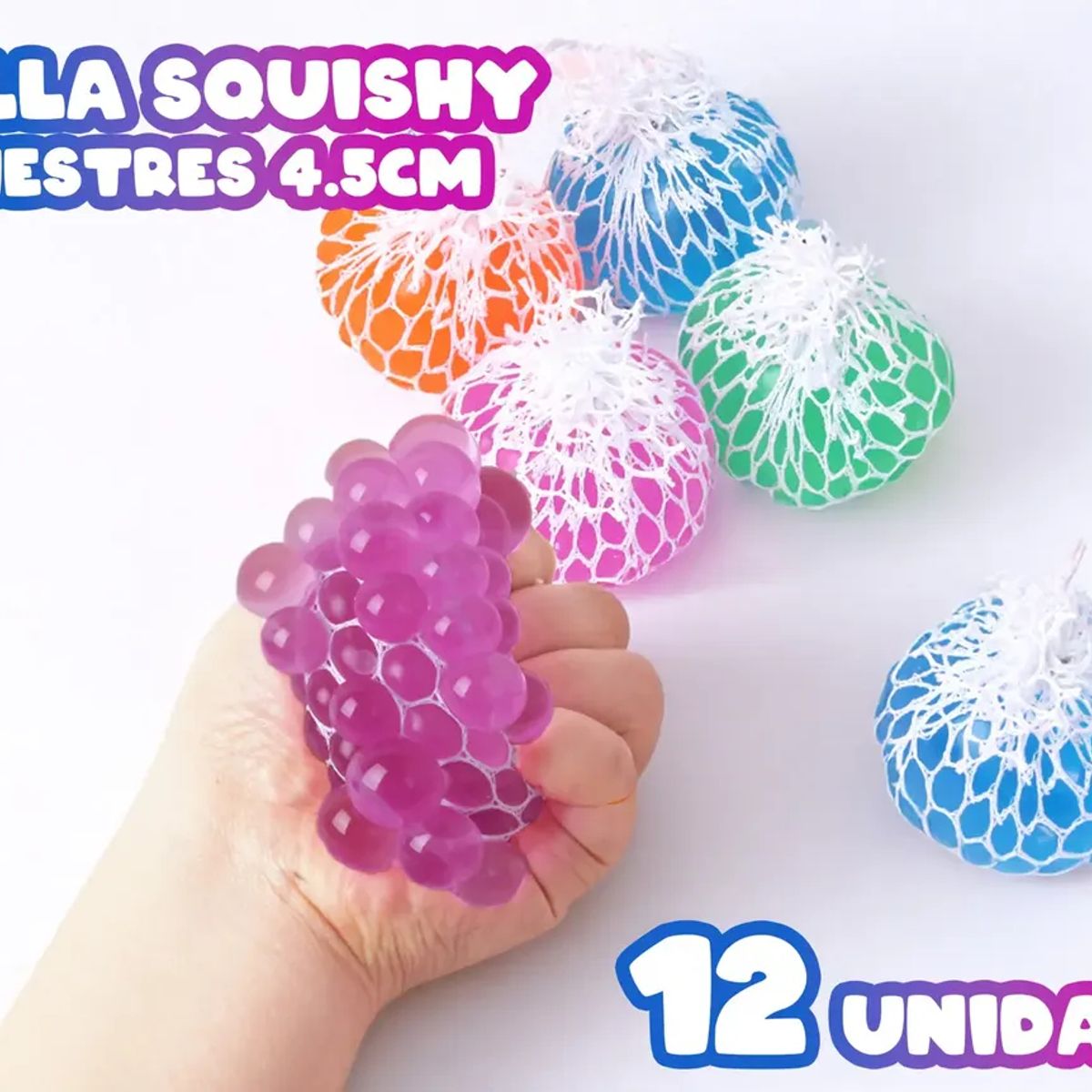 TIOZONEY - Pack 12 Squishy Malla 4.5 Cms - Juguete Sorpresa Cumpleaños