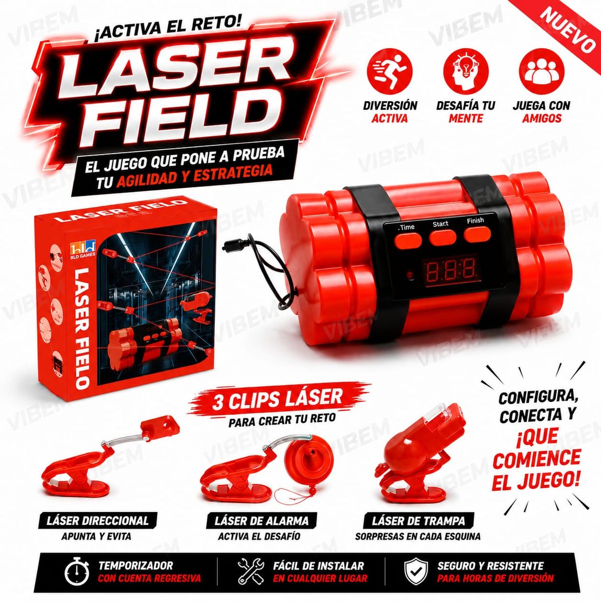 GENERICO - Juego Bomba de Espionaje Interactivo con Láser y Temporizador -–  Reto de Agilidad y Estrategia