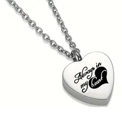 GENERICO - Collar relicario cenizas o recuerdos corazon silver Always in my heart