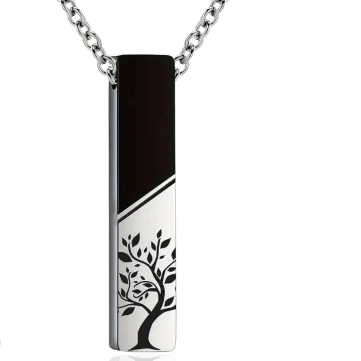GENERICO - Collar relicario cenizas o  rectangular arbol de la vida