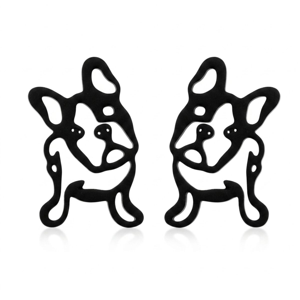 GENERICO - Aros pendientes de fantasia  bulldog frances black