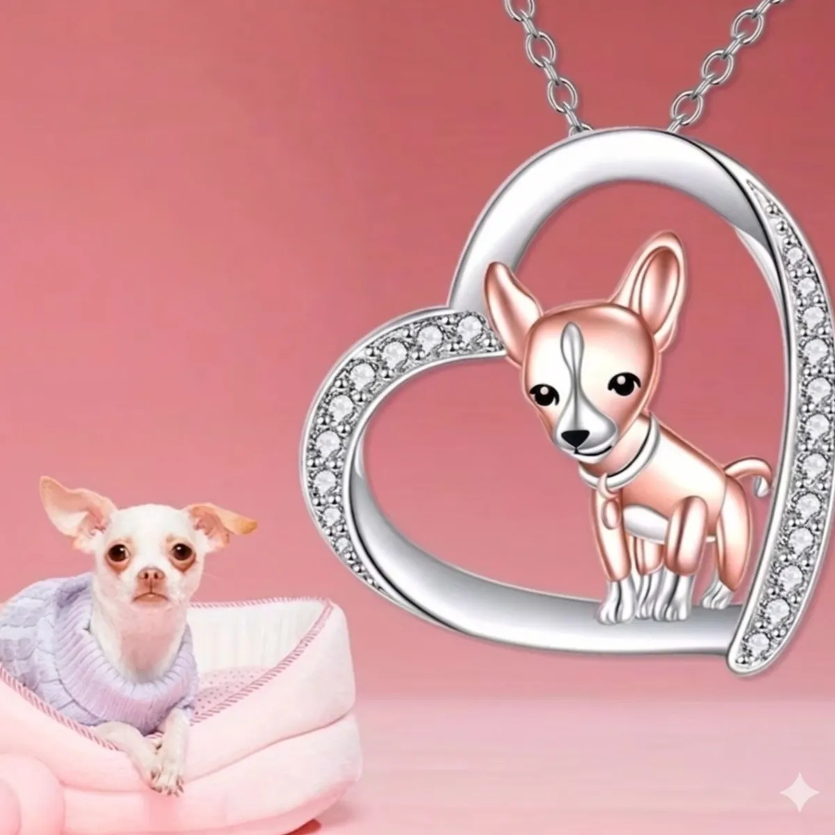 GENERICO - Collar y dige fantasia chihuahua in my heart