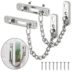 GENERICO - 2pcs Cerradura Cadena Antirrobo Seguridad Para Puerta Ventanas Acero Inoxidable Para Hotel Hogar