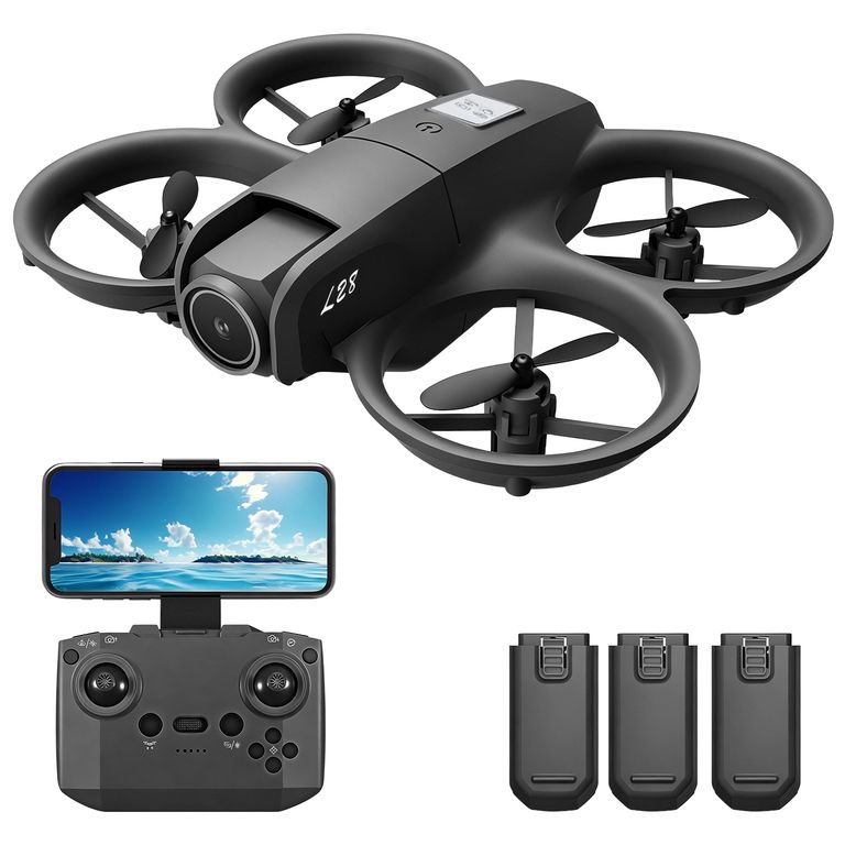 Mini Drone FPV Doble Cámara 4K Fácil de Usar 3 Baterías WiFi Negro