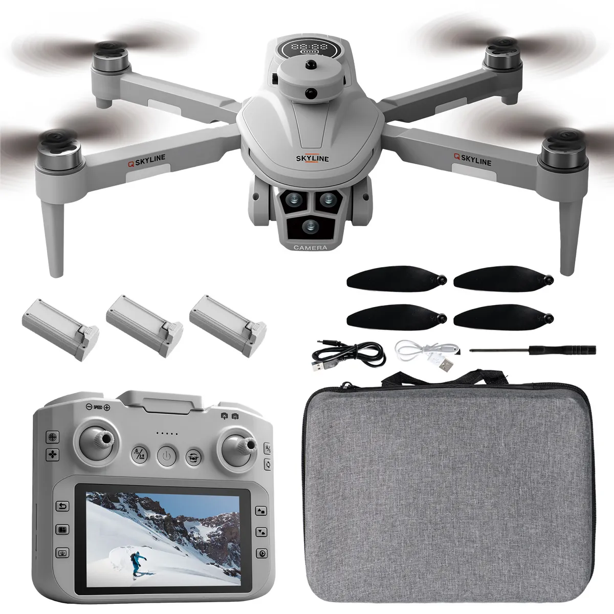 VIDITA - Drone FPV Con Pantalla Brushless Doble Cámara 4K 3 Baterías