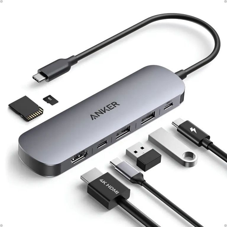 Usb C Hub, 7-in-1 Multi-port Usb Adapter For Laptops Plateado USB-C a HDMI 4K@60Hz