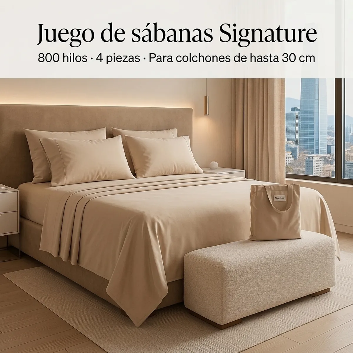 ARMONIA - SABANAS 800 HILOS SIGNATURE CREMA 2 PLAZAS 794