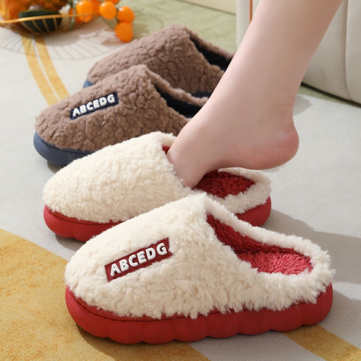 CRUSEC - Pantuflas de algodón de otoño e invierno para parejas