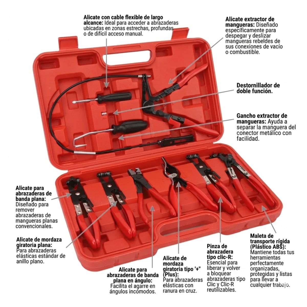 GENERICO - Sets Juego De Alicates Para Abrazaderas De Manguera 9 Pzs