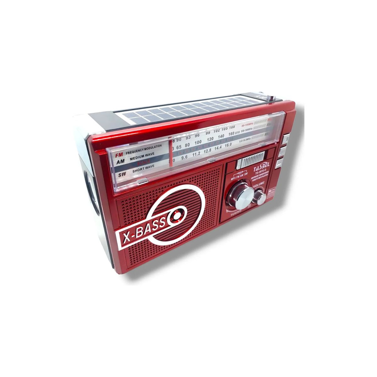 GENERICO - Radio Portátil Waxiba XB-397U-S AmFmSw Usb Solar Recargable Roja