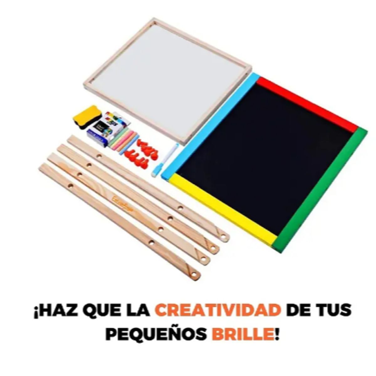 GENERICO - Pizarra Atril Para Niños 2 En 1 Doble Madera + Tiza Y Plumón