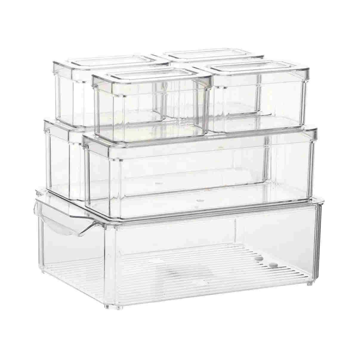 GENERICO - Organizador Refrigerador Cocina 7 Contenedores Con Tapa Transparente BELUG