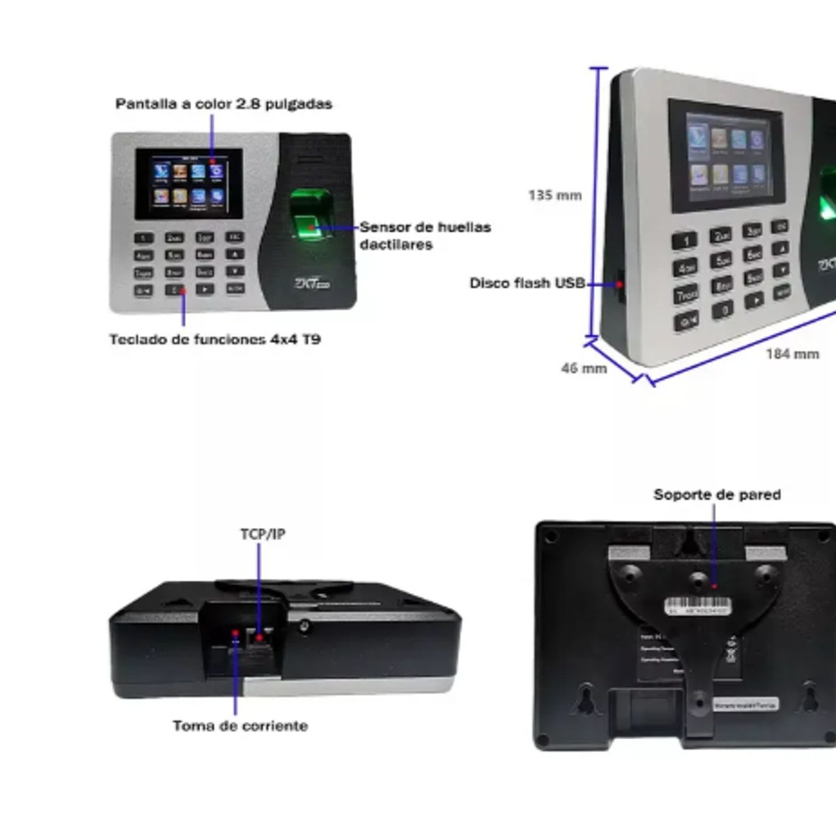 GENERICO - Control Horario Biométrico Huella Y Código Hasta2000 Huellas